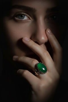 Çınar Yaprağı Yeşil Akik Taşlı El İşi Gümüş Yüzük 17 - Gümüş Rengi