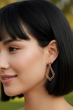 Diamond Model Gümüş Küpe Rose Rengi