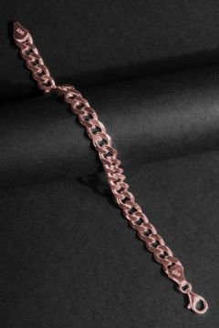 Gurmet Model Gümüş 7,60 mm Genişlik Bileklik 20 Cm - Rose Rengi
