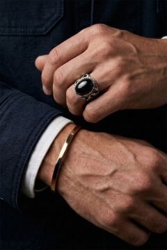 Oniks Taşlı Zambak Model El İşçiliği Erkek Gümüş Yüzük