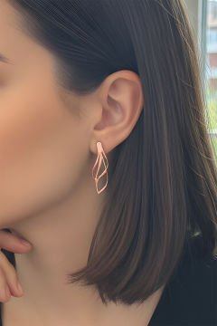 Sarmal Model Gümüş Küpe Rose Rengi