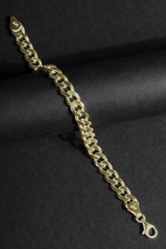 Gurmet Model Gümüş 7,60 mm Genişlik Bileklik 21 Cm - Altın Rengi