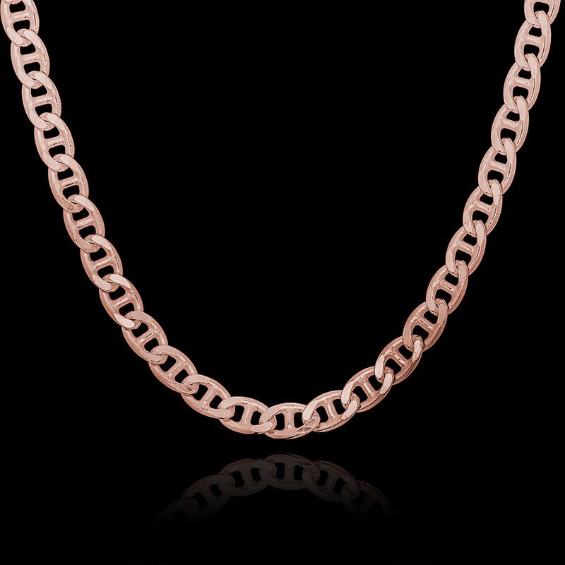 Barlı Model Gümüş Zincir 3,90 mm Genişlik 60 Cm - Rose Rengi