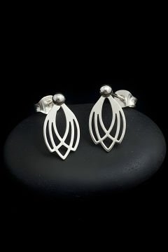 Lotus Çiçeği Model Gümüş Küpe