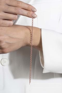 Doch Model Gümüş 3,75 mm Genişlik Bileklik 22 Cm - Rose Rengi