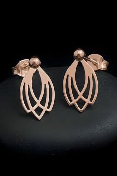 Lotus Çiçeği Model Gümüş Küpe Rose Rengi