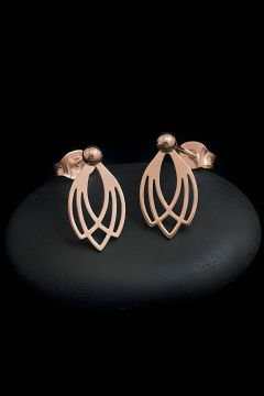 Lotus Çiçeği Model Gümüş Küpe Rose Rengi