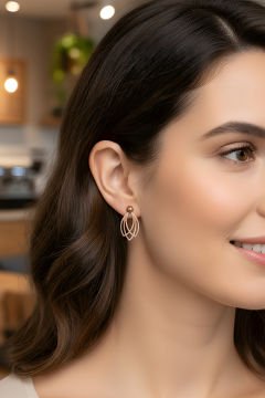 Lotus Çiçeği Model Gümüş Küpe Rose Rengi