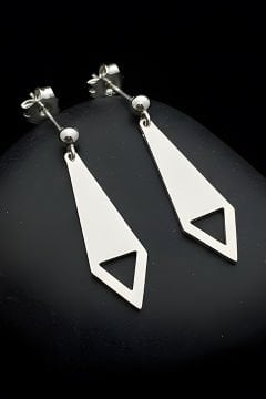 Üçgen Sallantılı Gümüş Küpe