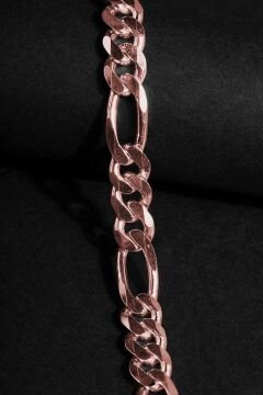 Figaro Model Gümüş 9,00 mm Genişlik Bileklik 16 Cm - Rose Rengi
