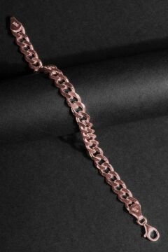 Gurmet Model Gümüş 7,60 mm Genişlik Bileklik 22 Cm - Rose Rengi