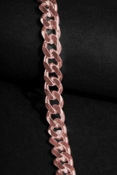 Gurmet Model Gümüş 7,60 mm Genişlik Bileklik 22 Cm - Rose Rengi
