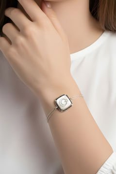 Zirkon Taş Süslemeli Ay Yıldız Gümüş Bileklik