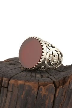 Akik Taşlı El İşi Gümüş Yüzük