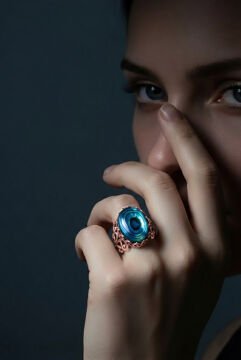 Rumi Model Okyanus Sedefi Taşlı El İşi Yüzük 23 - Rose Rengi