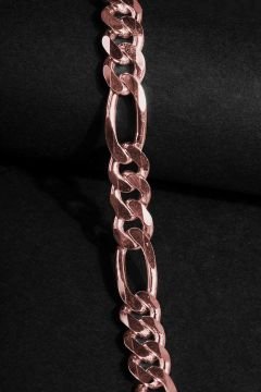 Figaro Model Gümüş 9,00 mm Genişlik Bileklik 17 Cm - Rose Rengi