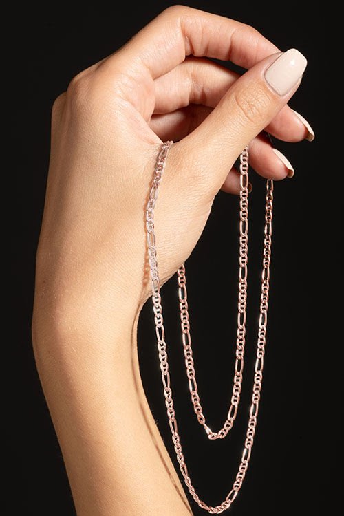 Barlı Figaro Model Zincir 3,20 mm Genişlik 55 Cm - Rose Rengi