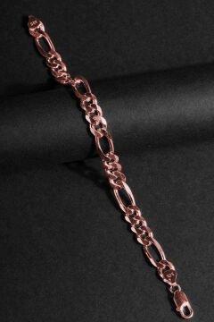 Figaro Model Gümüş 9,00 mm Genişlik Bileklik 18 Cm - Rose Rengi