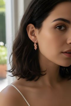 Sarmaşık Model Gümüş Küpe Rose Rengi
