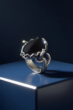 Ağaç Model Oniks Taşlı El İşi Gümüş Yüzük