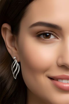 Yakamoz Model Gümüş Küpe Gümüş Rengi