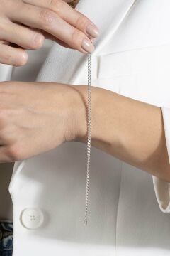 Gurmet Model Gümüş 2,20 mm Genişlik Bileklik