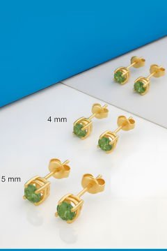 Zümrüt Zirkon Taşlı Üçlü Gümüş Küpe Set Altın Rengi