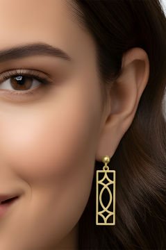 Gatsby Model Gümüş Küpe Altın Rengi