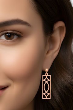 Gatsby Model Gümüş Küpe Rose Rengi