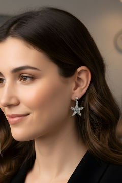 Deniz Yıldızı Model Gümüş Küpe Gümüş Rengi