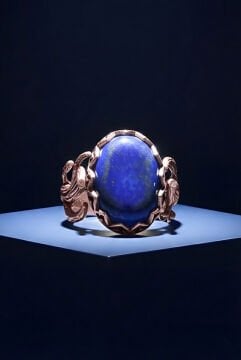 Ağaç Model Lapis Lazuli Taşlı El İşi Gümüş Yüzük 21 - Rose Rengi