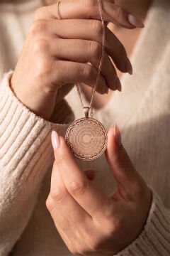 İhlas, Felak, Nas ve Kafirün Sureleri Kazıma Gümüş Unisex Gümüş Kolye Rose Rengi