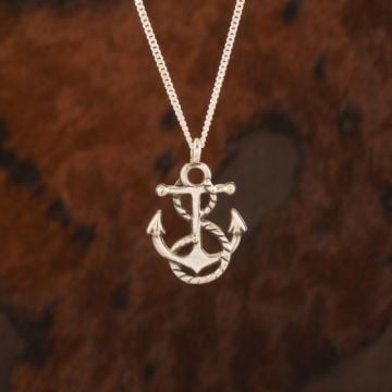 Gemi Çapası Model Gümüş Kolye