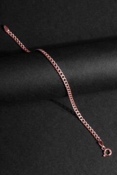 Gurmet Model Gümüş 2,20 mm Genişlik Bileklik 18 Cm - Rose Rengi
