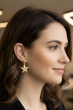 Yıldız Model Gümüş Küpe Altın Rengi