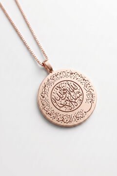 Nazar Ayeti Kazıma Gümüş Unisex Gümüş Kolye Rose Rengi