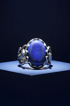Ağaç Model Lapis Lazuli Taşlı El İşi Gümüş Yüzük 19 - Gümüş Rengi