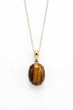 Minimalist Oval Tasarım Kaplangözü Taşlı Kadın Gümüş Kolye Altın Rengi