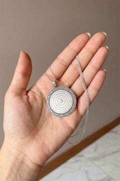 Dört Kul Sureleri Kazıma Gümüş Unisex Gümüş Kolye