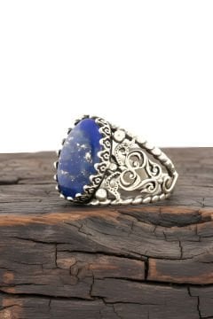 Lapis Lazuli Taşlı El İşi Gümüş Yüzük