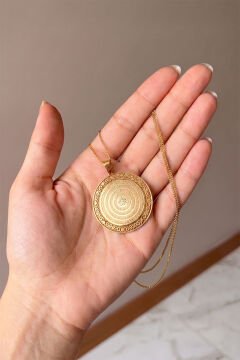 Dört Kul Sureleri Kazıma Gümüş Unisex Gümüş Kolye Altın Rengi