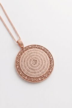 Dört Kul Sureleri Kazıma Gümüş Unisex Gümüş Kolye Rose Rengi