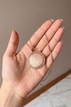 Dört Kul Sureleri Kazıma Gümüş Unisex Gümüş Kolye Rose Rengi