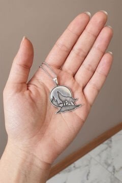 Ormandaki Kurt Model Gümüş Erkek Kolye