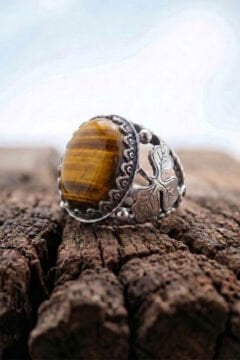 Kaplangözü Taşlı Yonca Model El İşçiliği Erkek Gümüş Yüzük