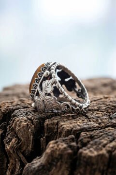 Kaplangözü Taşlı Yonca Model El İşçiliği Erkek Gümüş Yüzük