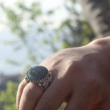 Rubyzoist Taşlı El İşi Gümüş Yüzük