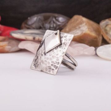 Kare Model Taşsız Özel Tasarım El İşi Gümüş Yüzük