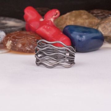 Taşsız El İşi Oksitli Model Tasarım Gümüş Yüzük