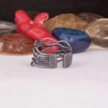 Taşsız El İşi Oksitli Model Tasarım Gümüş Yüzük